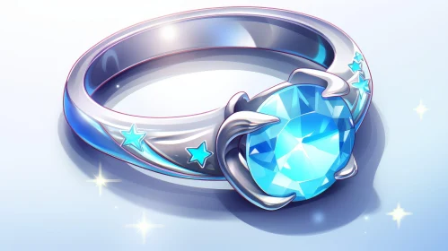 Elegant White Gold Ring with Aquamarine and Diamonds