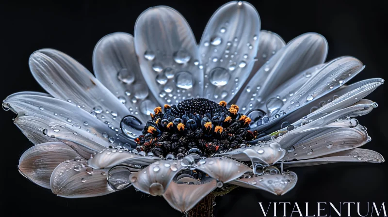AI ART Enchanting White Daisy with Water Droplets - Nature's Elegance