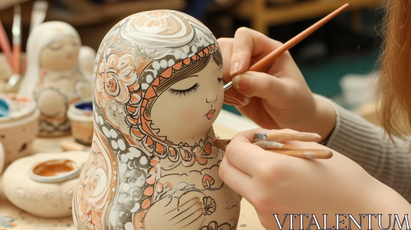 Exquisite Russian Nesting Doll Painting: A Captivating Artistic Creation AI Image