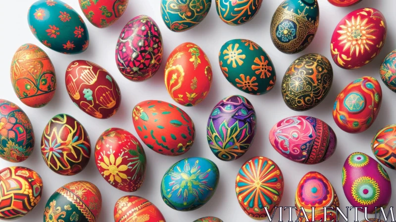 Intricately Decorated Easter Eggs: A Festive Composition AI Image