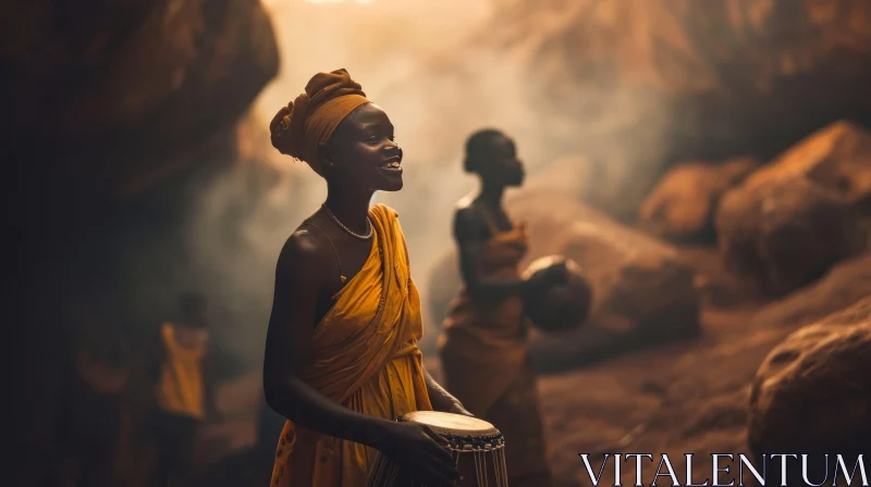 AI ART Joyful African Woman Playing Djembe | Powerful Portrait