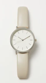 Minimalist Wristwatch with Beige Leather Strap
