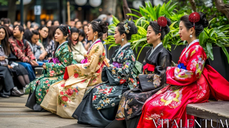 Captivating Korean Women in Traditional Hanbok - A Vibrant Snapshot of Korean Culture AI Image