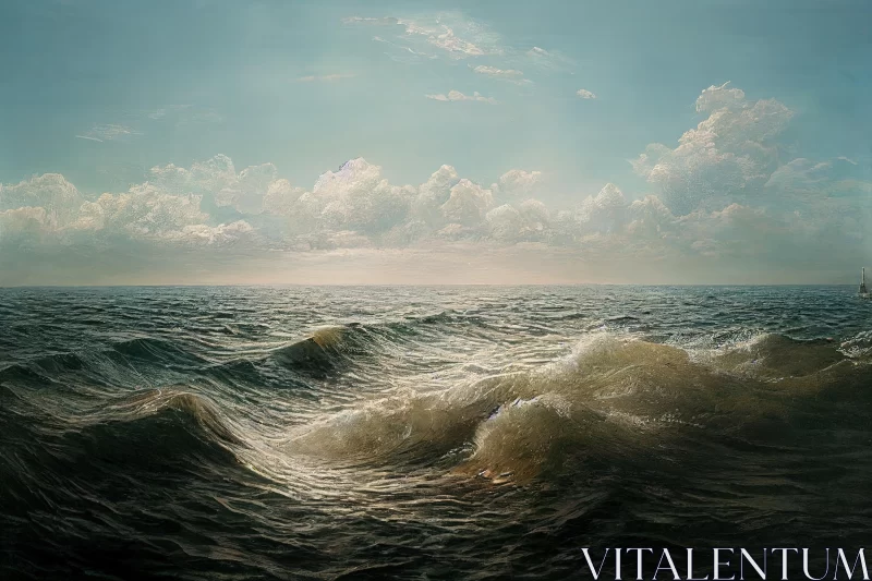 Captivating Ocean Waves Painting | Realistic Hyper-Detailed Artwork AI Image