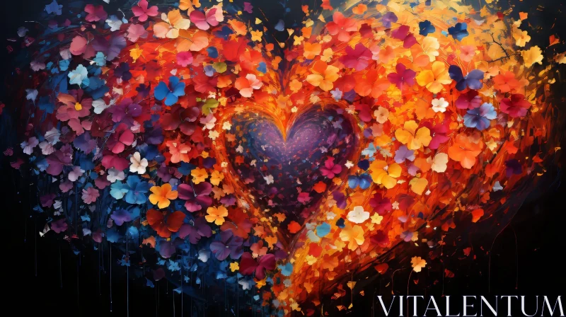 AI ART Colorful Heart of Flowers - Floral Art