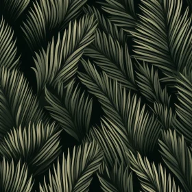 Dark Green Palm Leaves Seamless Pattern - Tropical Background
