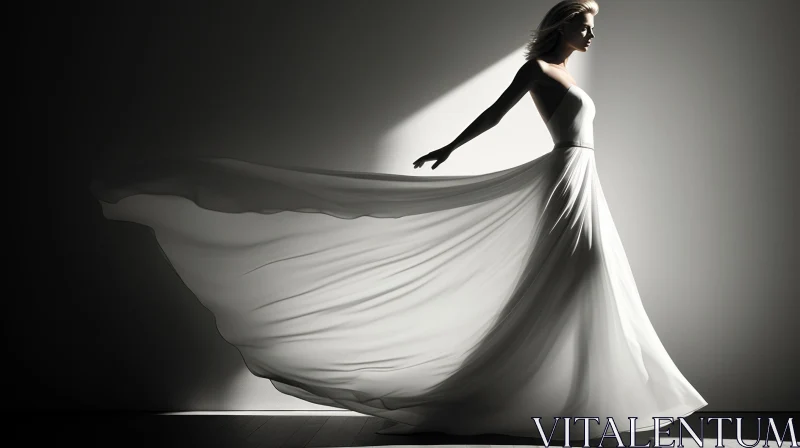 Elegant Woman in White Dress Portrait AI Image