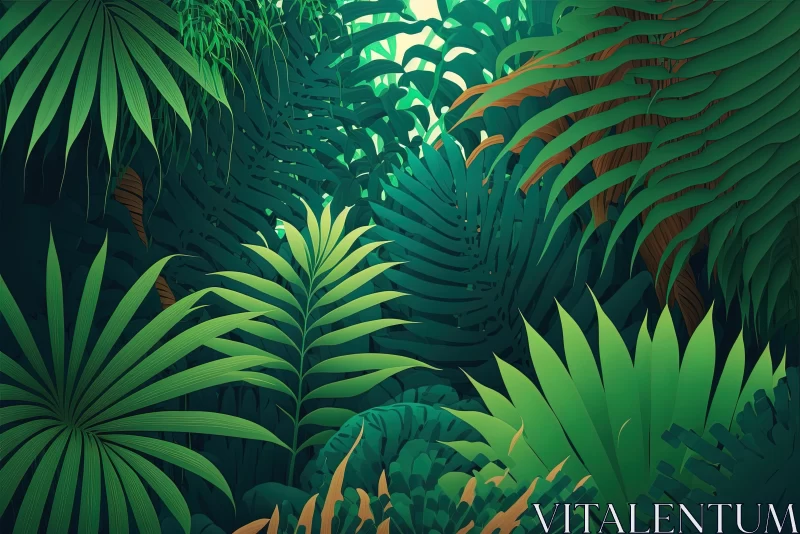 AI ART Enchanting Jungle Illustration | Lush Green Leaves and Vibrant Plants