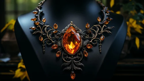 Exquisite Orange Gemstone Floral Necklace