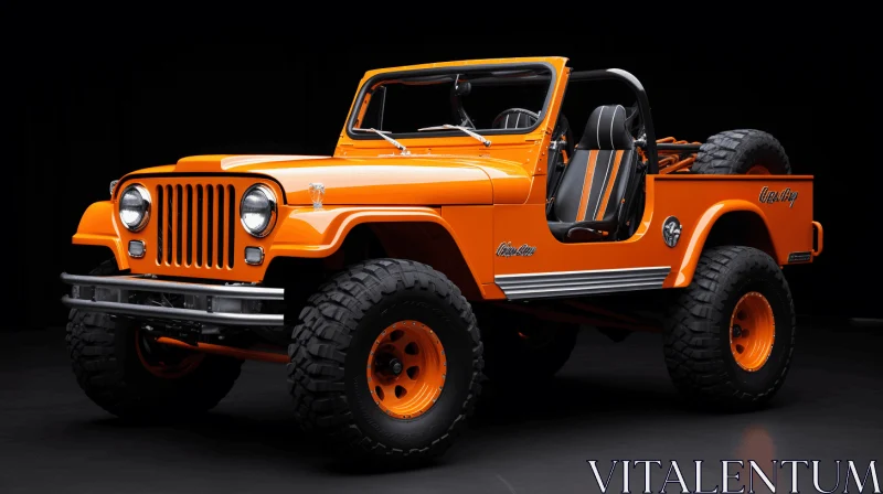 Iconic Orange Jeep on Black Background - Captivating Design AI Image