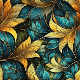 Luxurious Blue and Gold Leaves Pattern