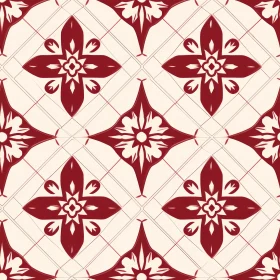 Red and White Floral Pattern Tiles