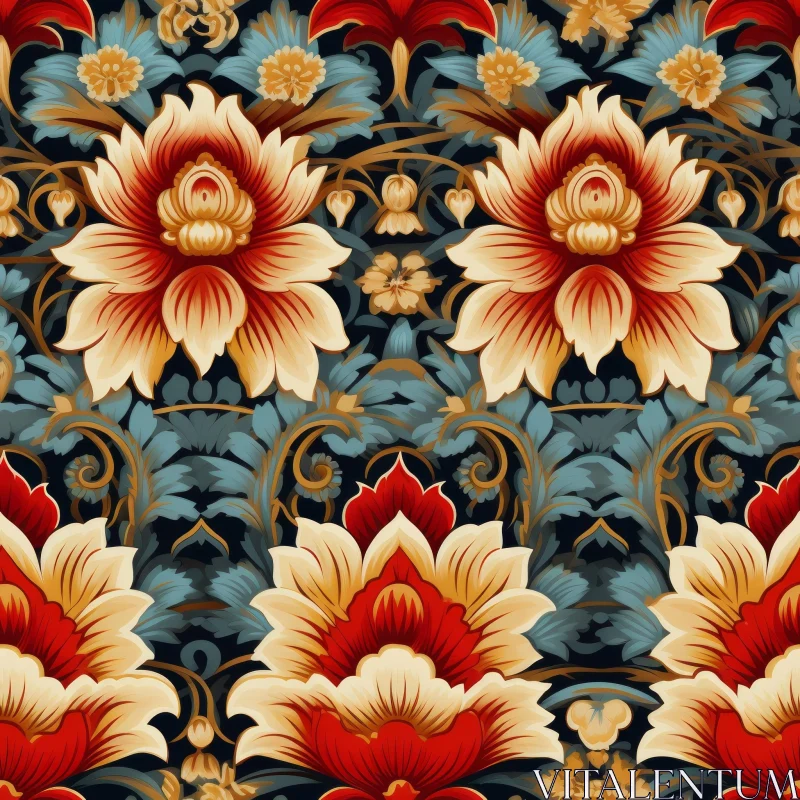 Russian Folk Art Inspired Floral Pattern AI Image