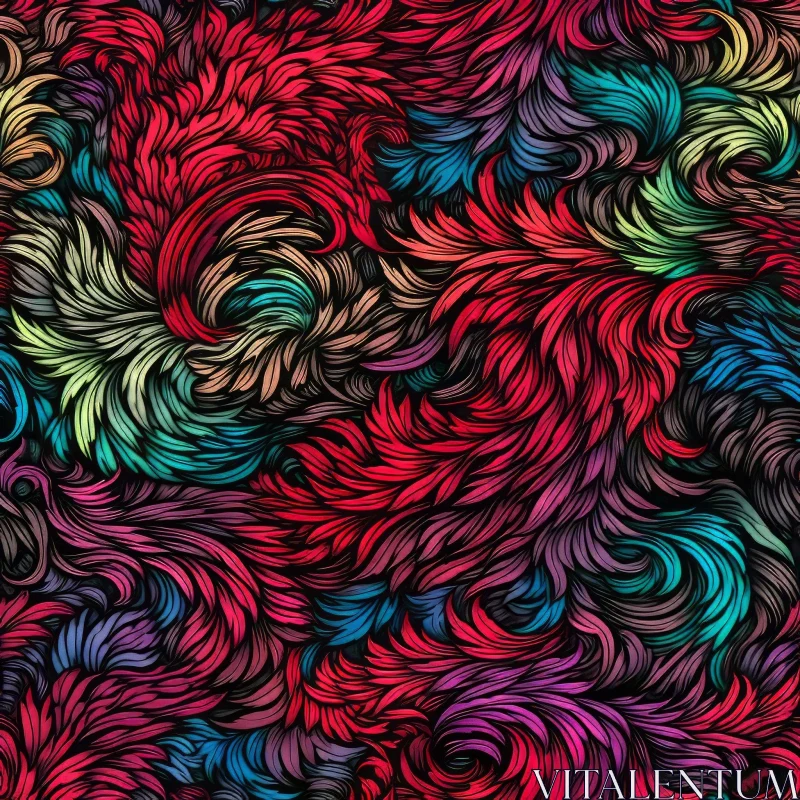 AI ART Colorful Feathers Seamless Pattern - Retro Psychedelic Design