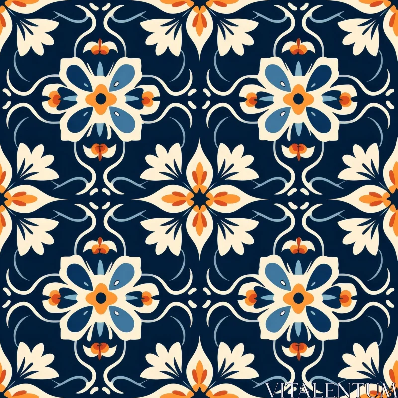 AI ART Colorful Floral Tiles Seamless Pattern