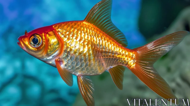 Goldfish in Aquarium - Orange and White Fish Swimming AI Image
