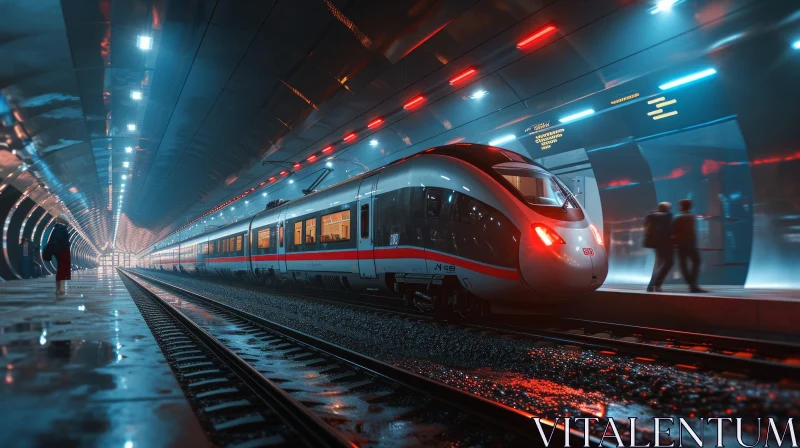 AI ART Modern High-Speed Train in Tunnel - A Captivating Scene