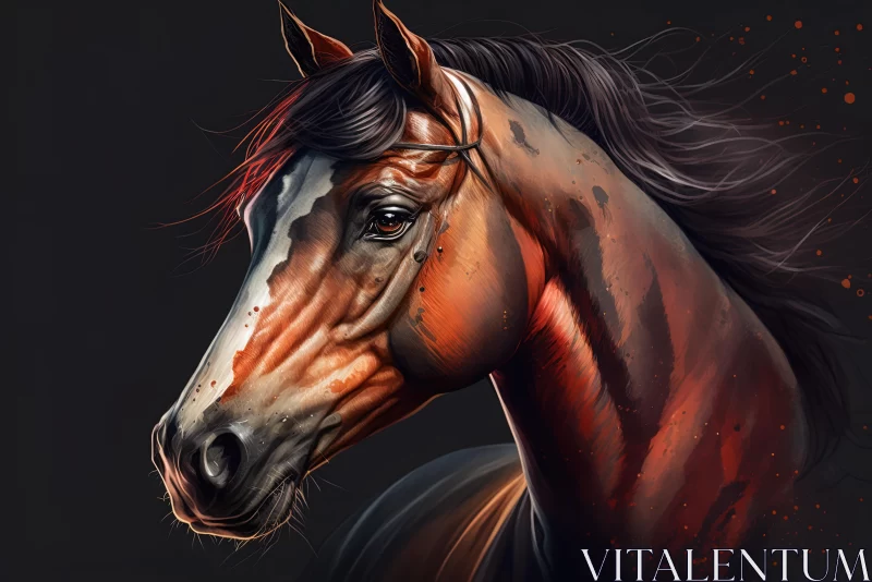 Powerful Horse Painting in Dark Gray and Red | 8k Resolution AI Image