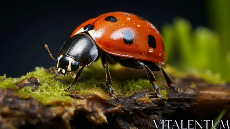 Red Ladybug on Green Leaf - Nature's Good Luck Charm AI Image