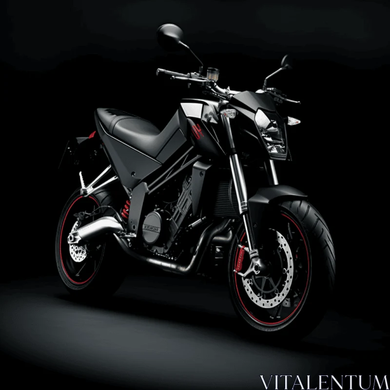 Captivating Black and Red Motorcycle on Dark Background AI Image