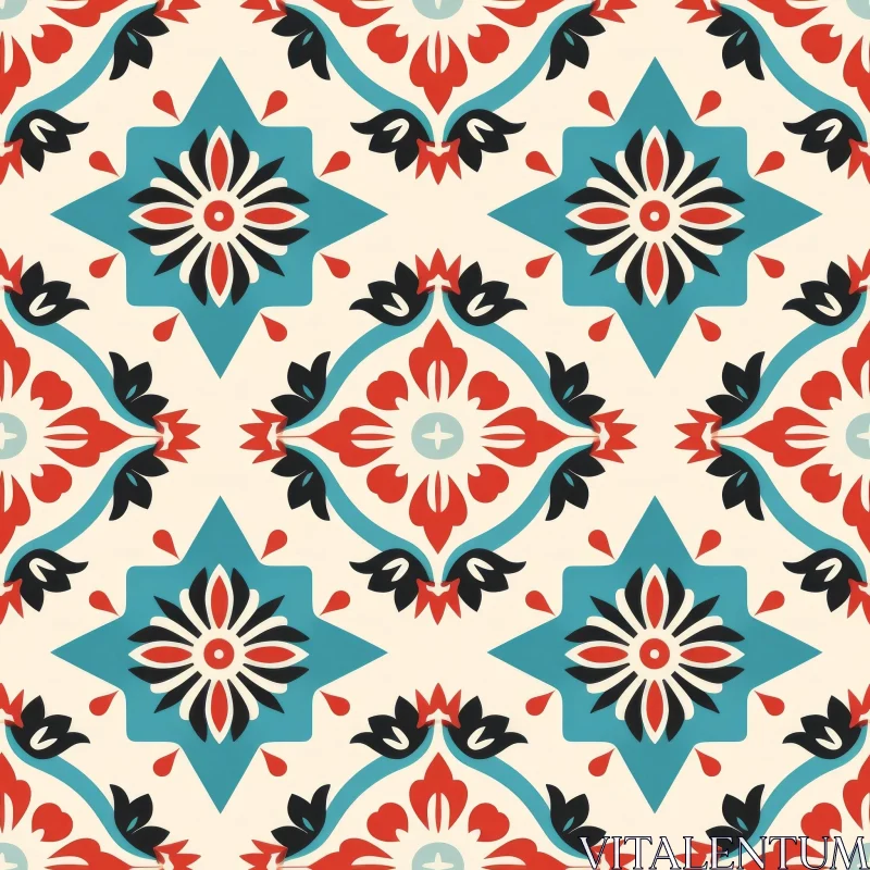 Colorful Moroccan Tiles Pattern AI Image