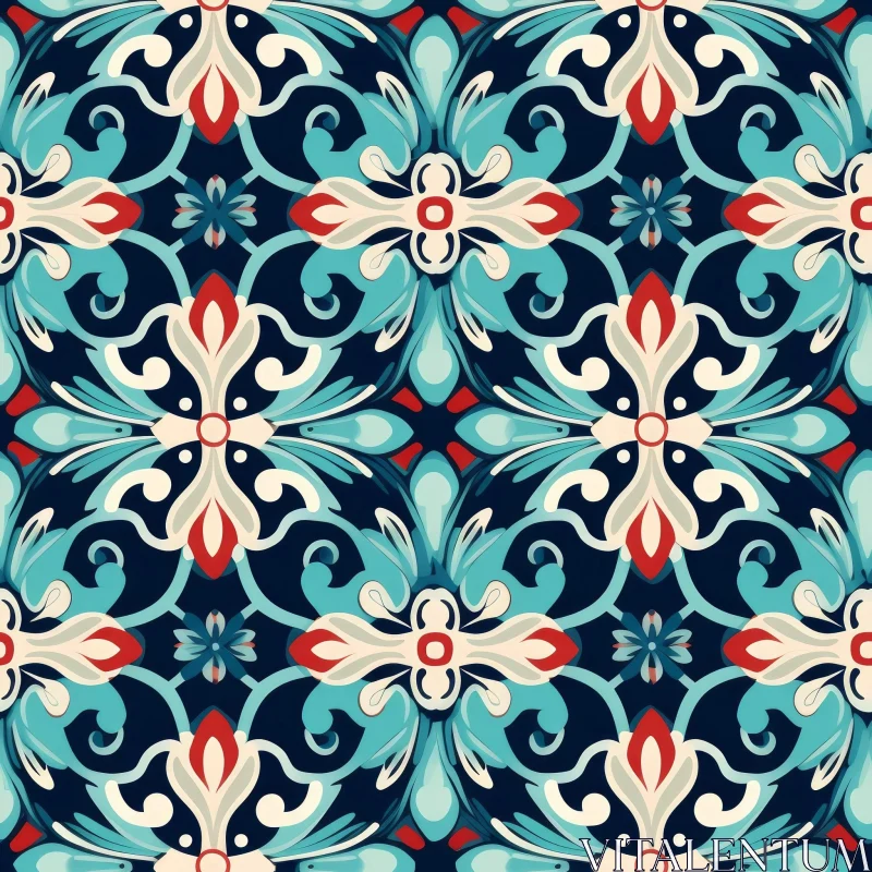 Floral Design Decorative Tiles Pattern - Traditional Portuguese Azulejos AI Image