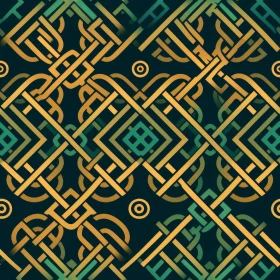 Intricate Celtic Knots Pattern in Green and Gold