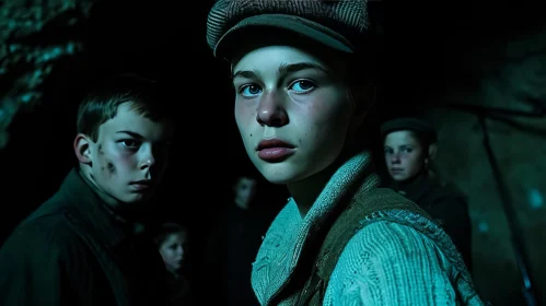 Powerful Portrait of Children in a Dark Setting