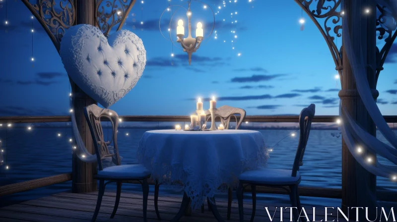 Romantic Dinner Setting on Pier AI Image