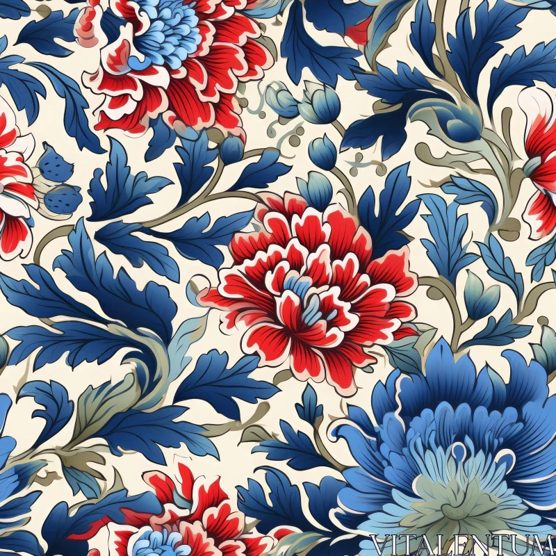 Chinese Floral Seamless Pattern AI Image