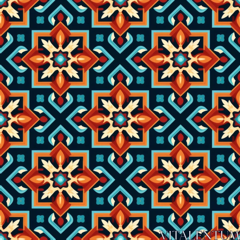 Colorful Moroccan Tile Pattern - Seamless Design AI Image