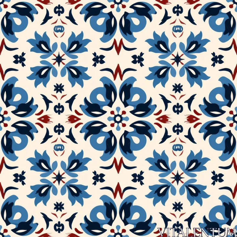 Elegant Blue and White Floral Tiles Pattern