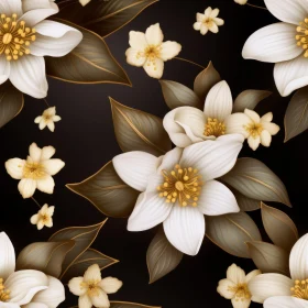 Elegant Floral Pattern on Dark Brown Background