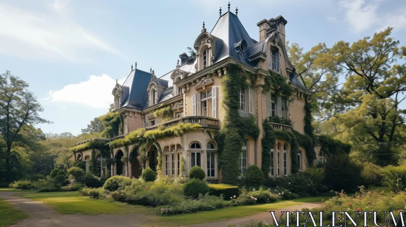 Enchanting Mansion with Mansard Roof | Architectural Beauty AI Image
