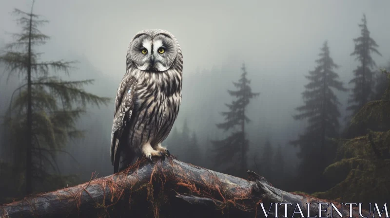 Enigmatic Owl Portrait in Mysterious Forest AI Image