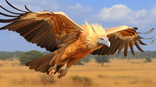 Majestic Bird of Prey in Flight | Blurred Savanna Landscape