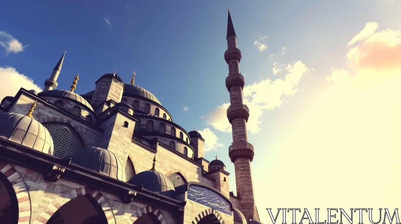 Majestic Ottoman-Style Mosque with Beautiful Tile Work AI Image