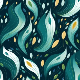 Modern Floral Vector Pattern - Green, Blue, Yellow