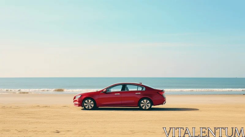 Red Car on Sandy Beach: Capturing the Essence of Commercial Imagery