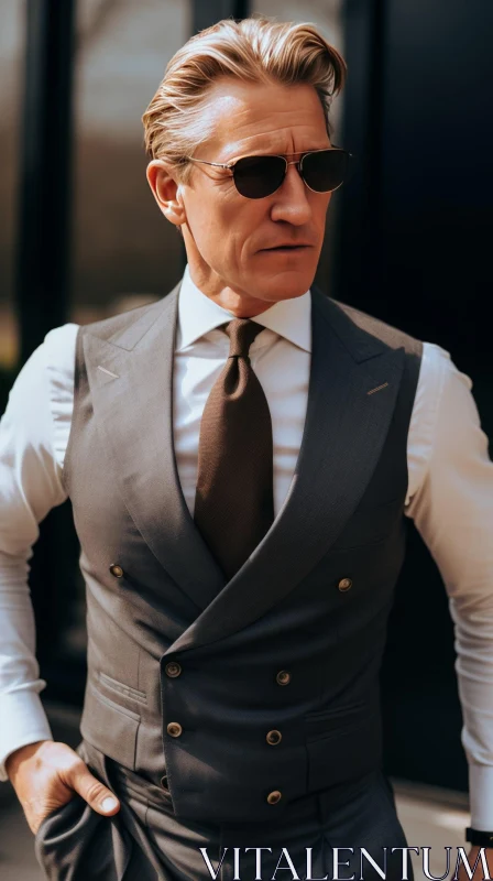 Serious Man in Sunglasses Standing
