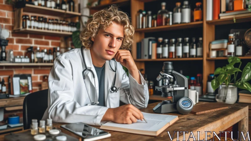 Young Male Doctor in Laboratory or Clinic AI Image