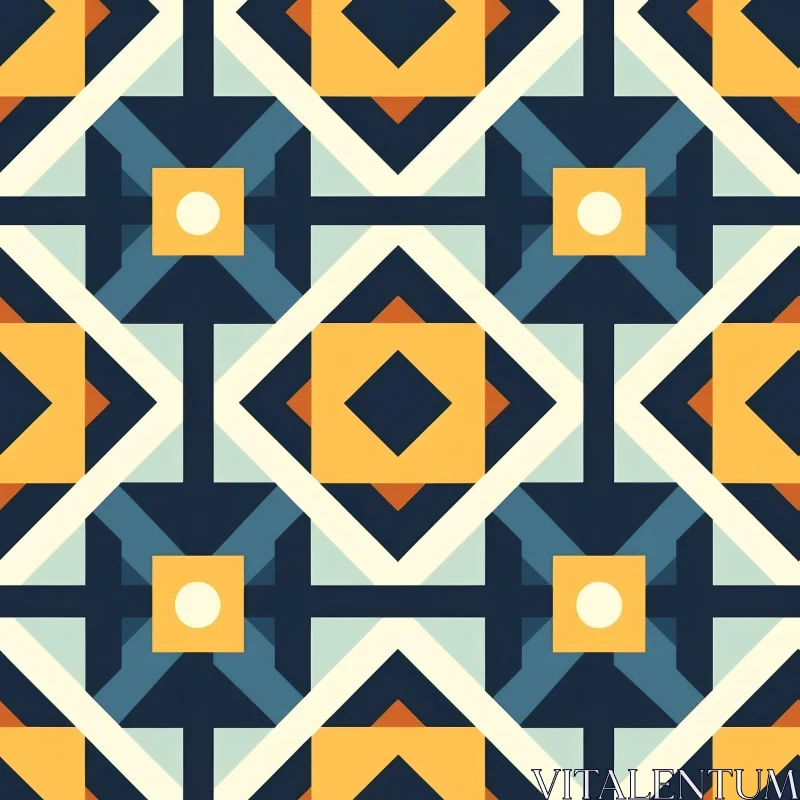 Blue and Yellow Geometric Pattern AI Image