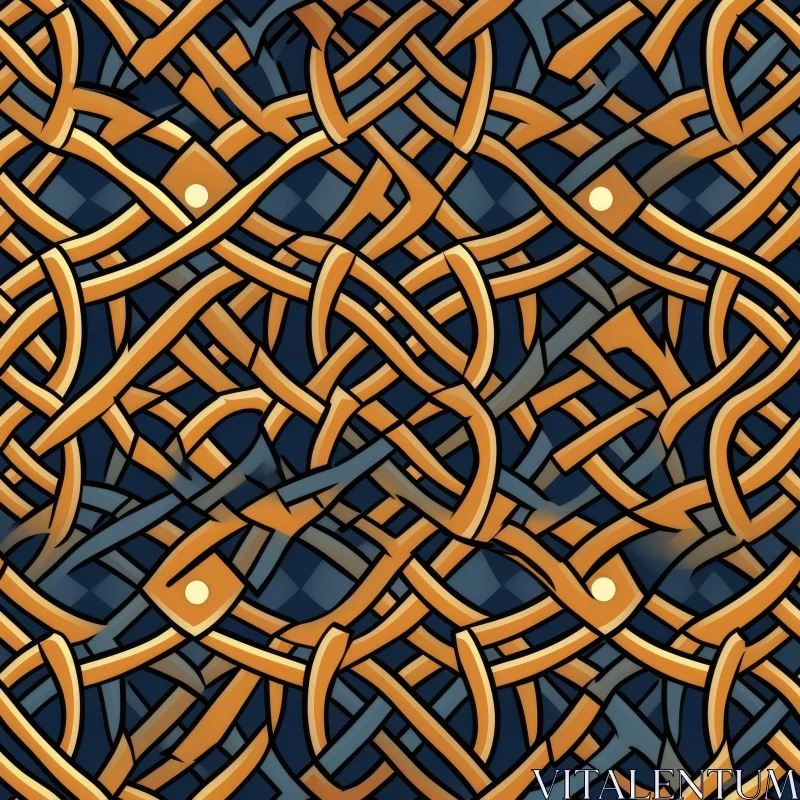 Celtic Knots Pattern in Blue, Orange, and White AI Image