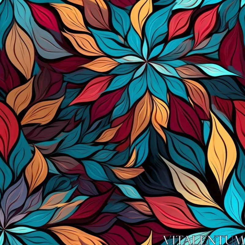 Colorful Leaves Geometric Pattern AI Image