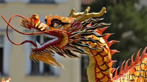 Intricate Chinese Dragon Puppet: Vibrant Colors and Exquisite Details