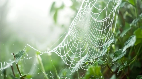 Intricate Spider Web in Morning Dew - Nature Photography