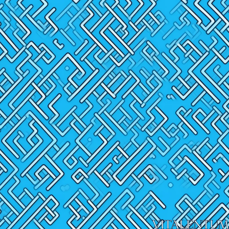 Blue and White Geometric Maze Background AI Image