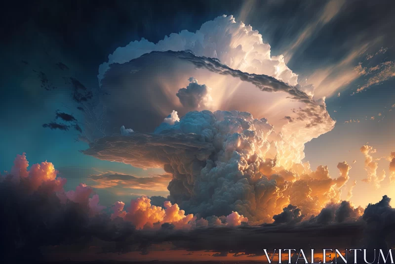 Captivating Artwork of Cloudy Heaven Surrounding a Storm AI Image
