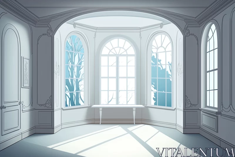 Captivating Window View in a Rococo-Inspired Mansion AI Image