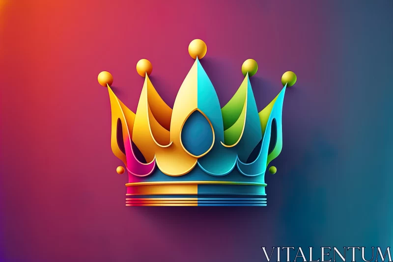 Colorful Crown on Multicolored Background - Vector Illustration AI Image